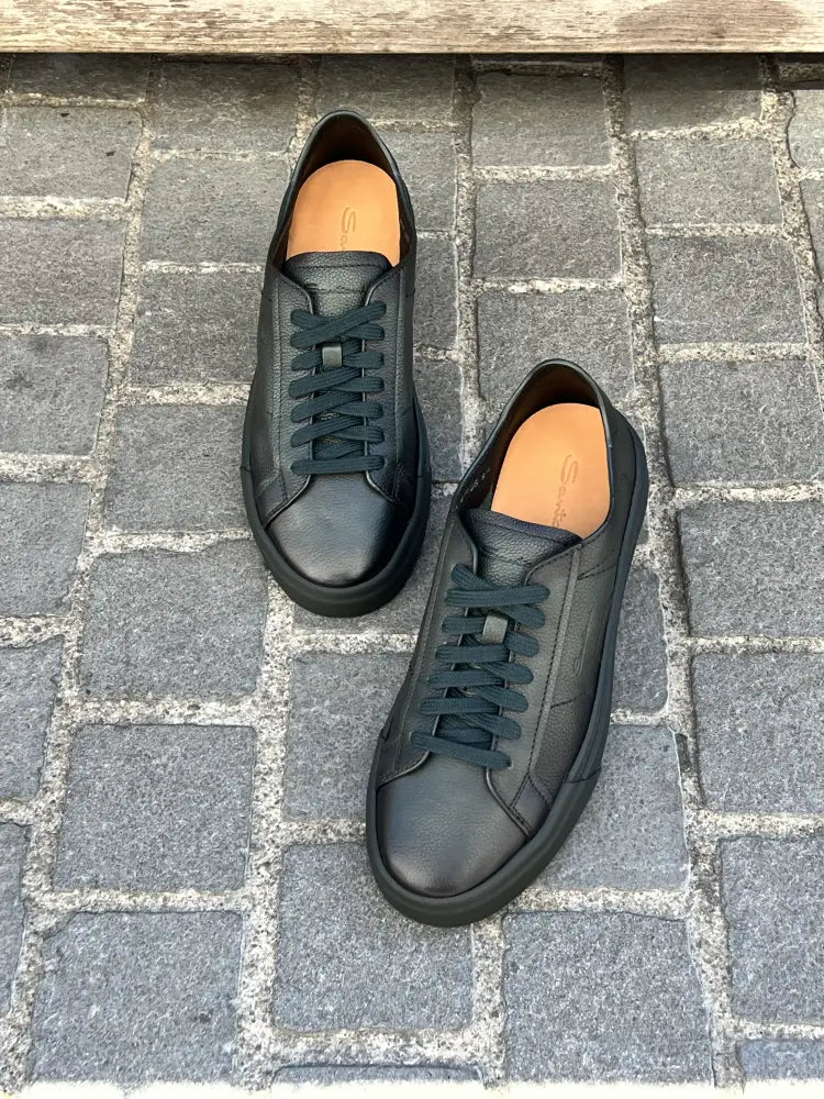 Santoni DBS Trainer Dark Green in Scotch grain leather, view 2