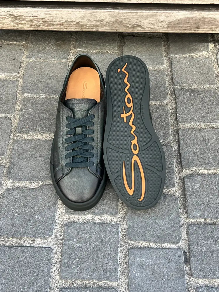 Santoni DBS Trainer Dark Green in Scotch grain leather, view 5