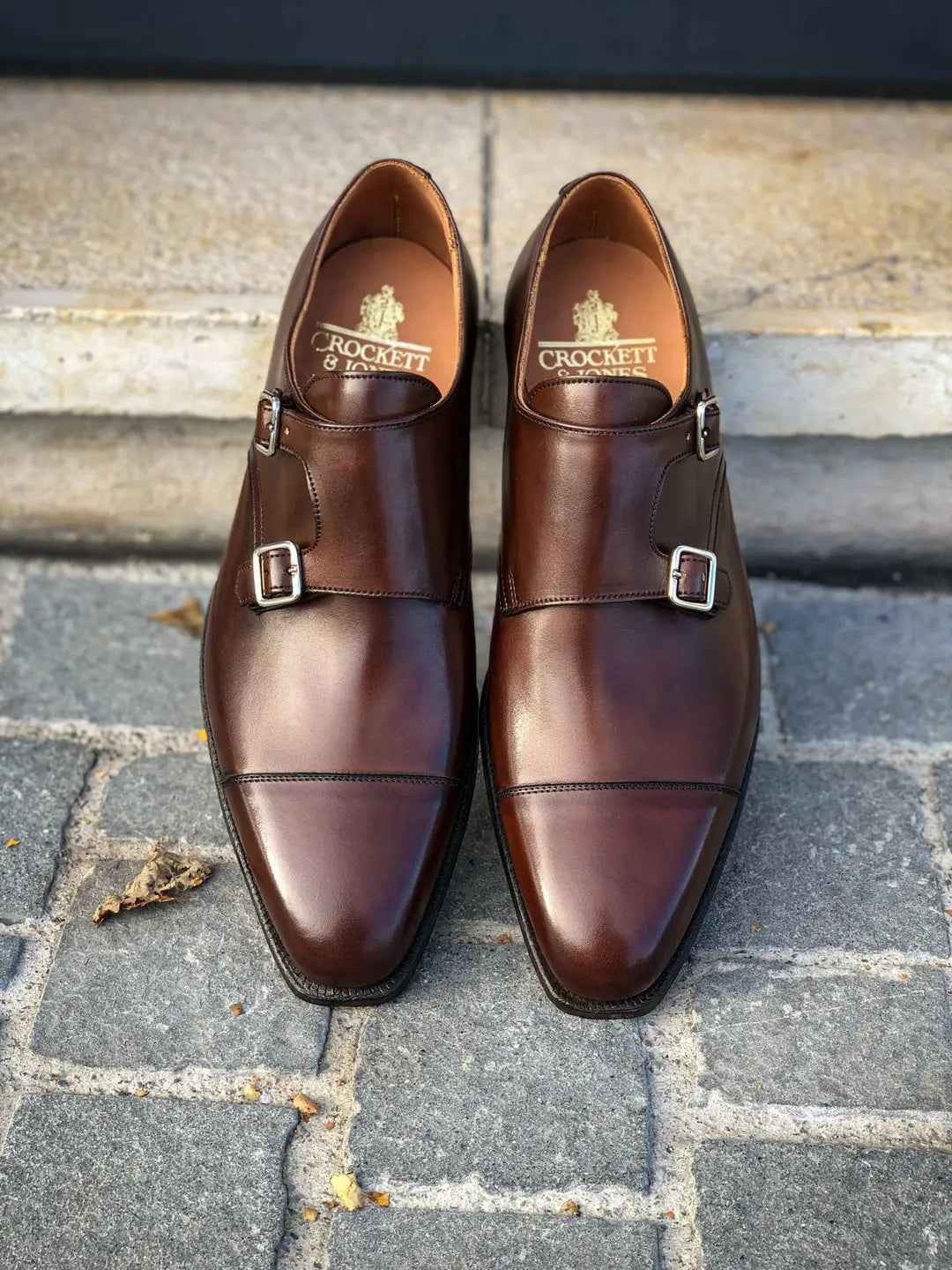 Crockett & Jones Lowndes Brown Leather Double Monk Strap, view 6