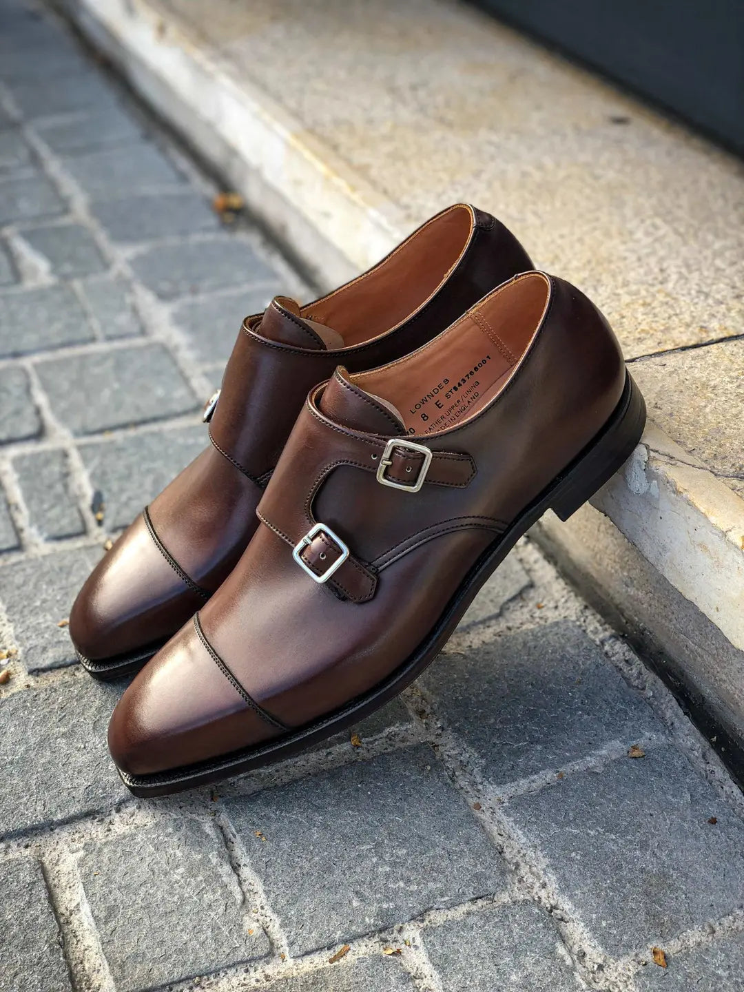 Crockett & Jones Lowndes Brown Leather Double Monk Strap, view 5