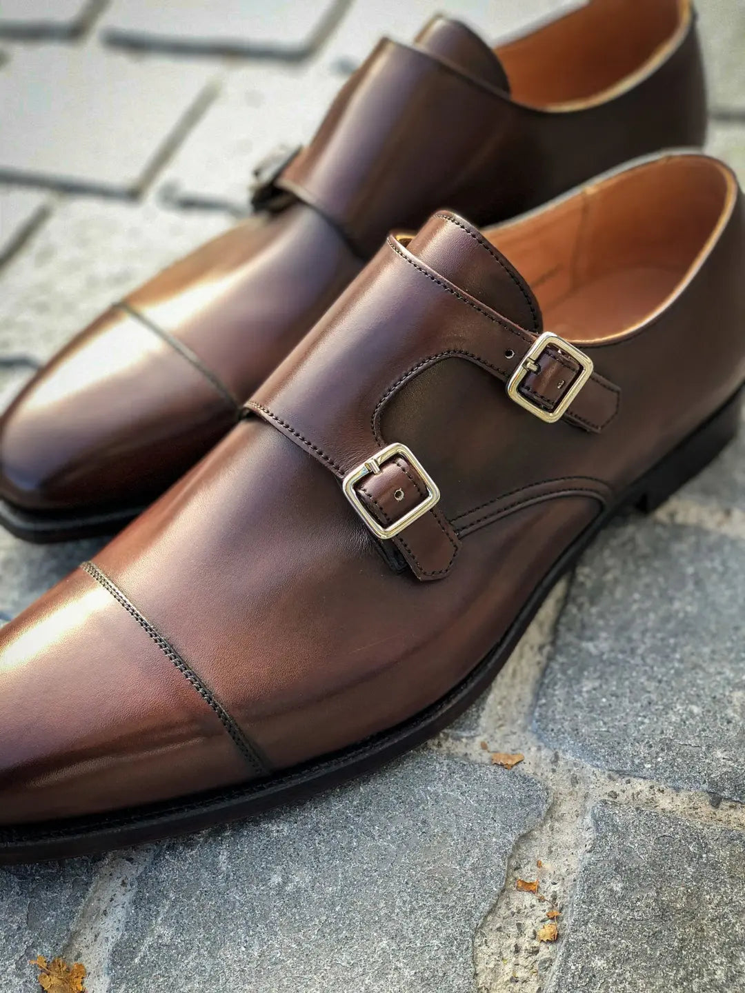 Crockett & Jones Lowndes Brown Leather Double Monk Strap, view 3