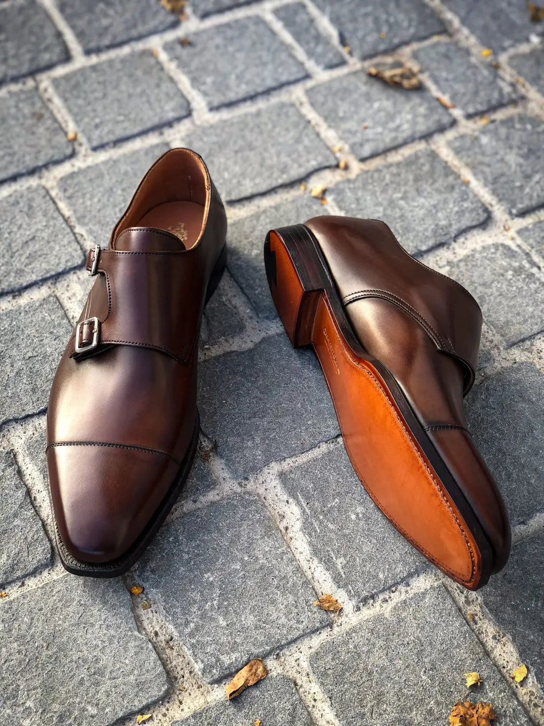 Crockett & Jones Lowndes Brown Leather Double Monk Strap, view 2