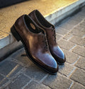 Santoni One Cut Dark Brown One Cut Oxford in calf leather