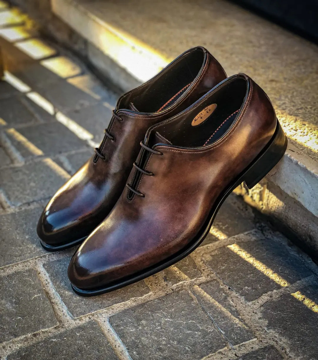 Santoni One Cut Dark Brown One Cut Oxford in calf leather, view 4