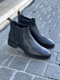 Santoni Easy Chelsea Boot Black in Scotch grain leather