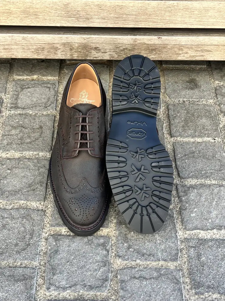 Crockett & Jones Pembroke Dark Brown Rough Out Brogue Derby, view 2