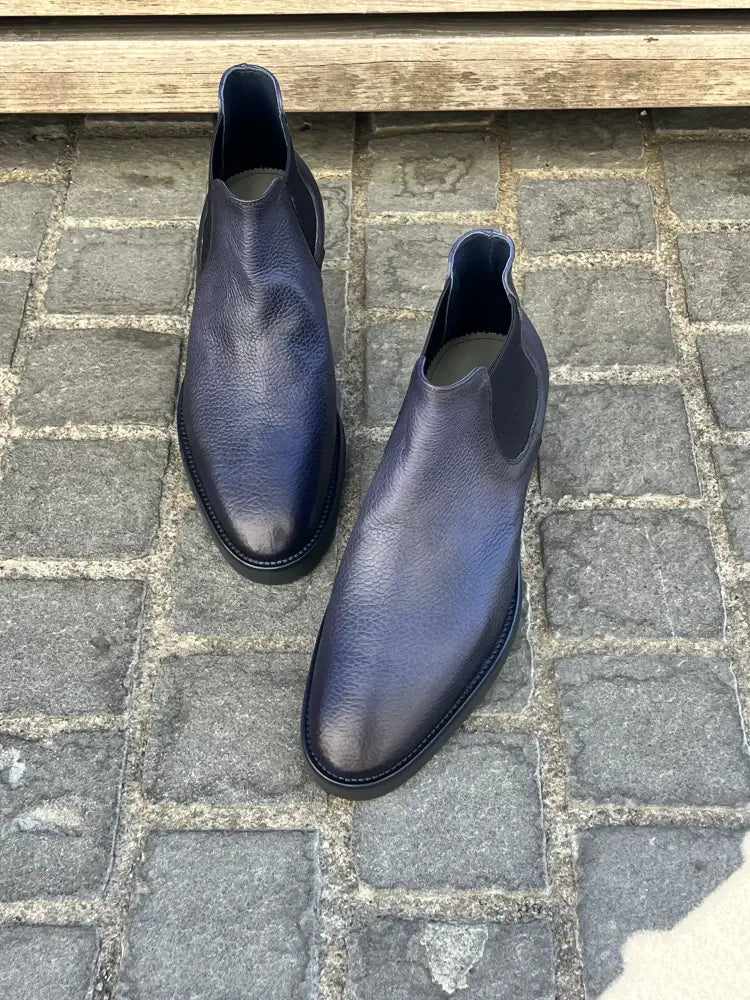 Franceschetti Chelsea Boot Blue Deer Leather, view 3