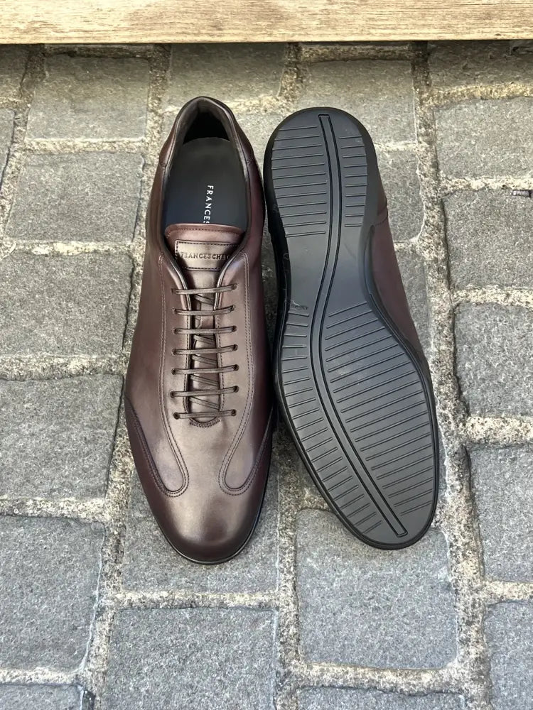 Franceschetti Leather Trainers Dark Brown, view 5