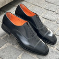 Santoni Black Leather Oxford