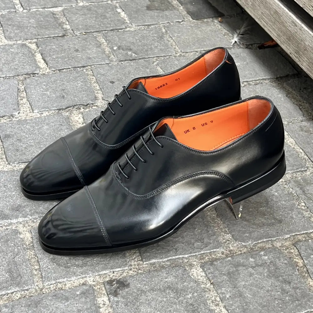 Santoni Black Leather Oxford, view 4
