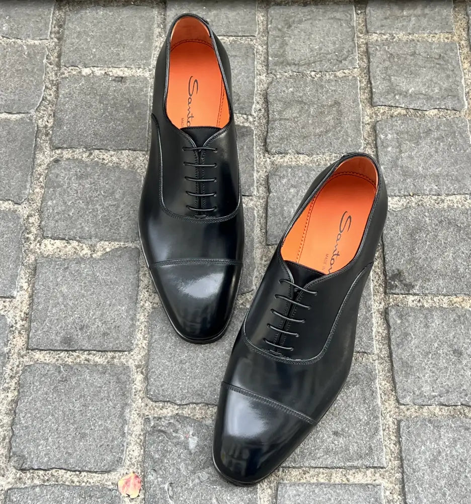 Santoni Black Leather Oxford, view 5