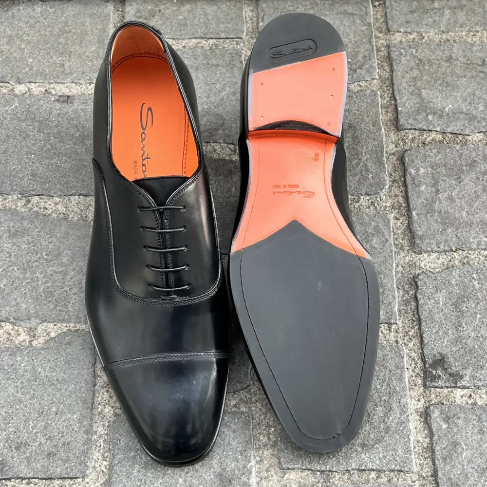 Santoni Black Leather Oxford, view 2