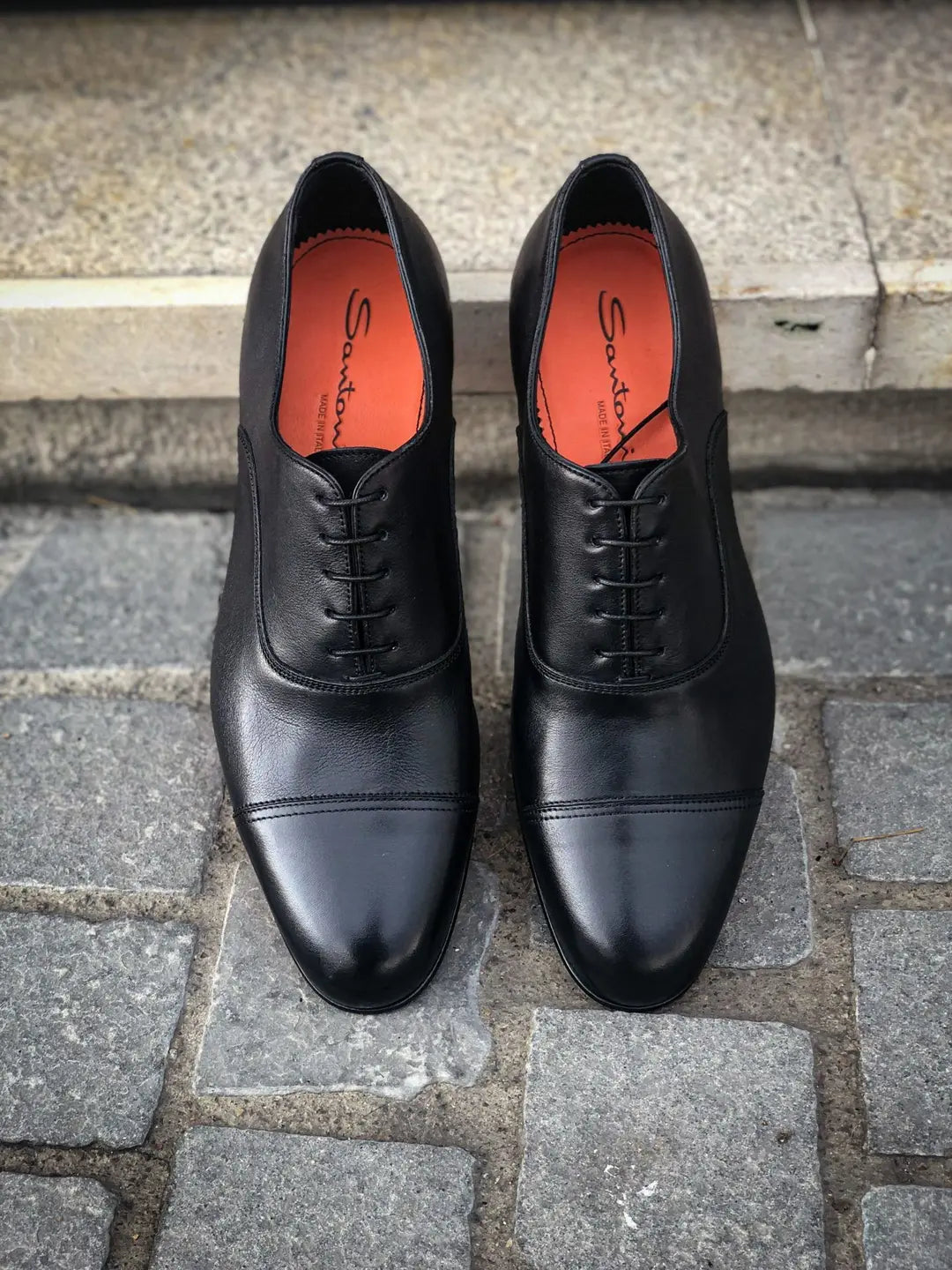 Santoni Black Flexi Oxford in calf leather, view 5