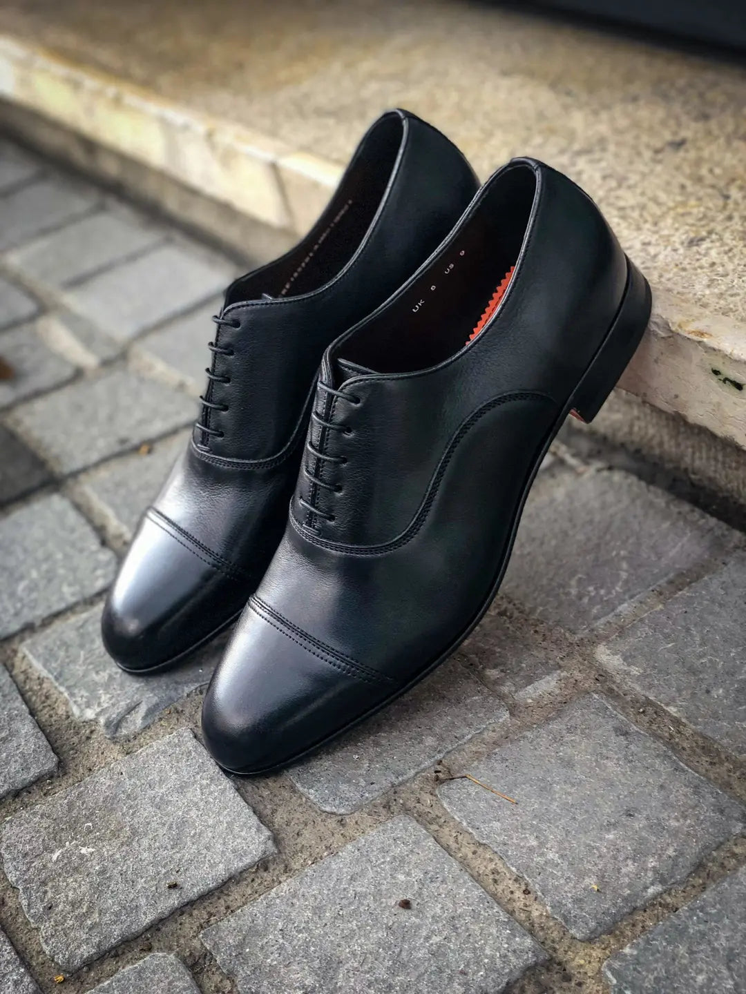 Santoni Black Flexi Oxford in calf leather, view 3