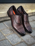 Santoni Dark Brown Flexi Oxford in calf leather