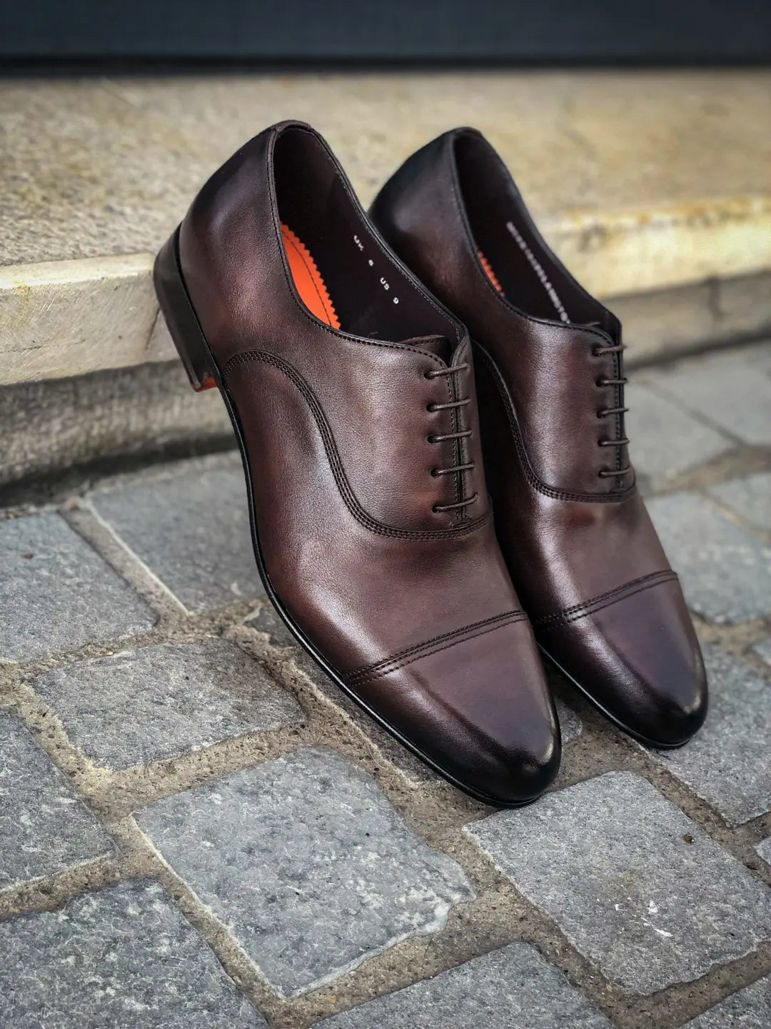 Santoni Dark Brown Flexi Oxford in calf leather