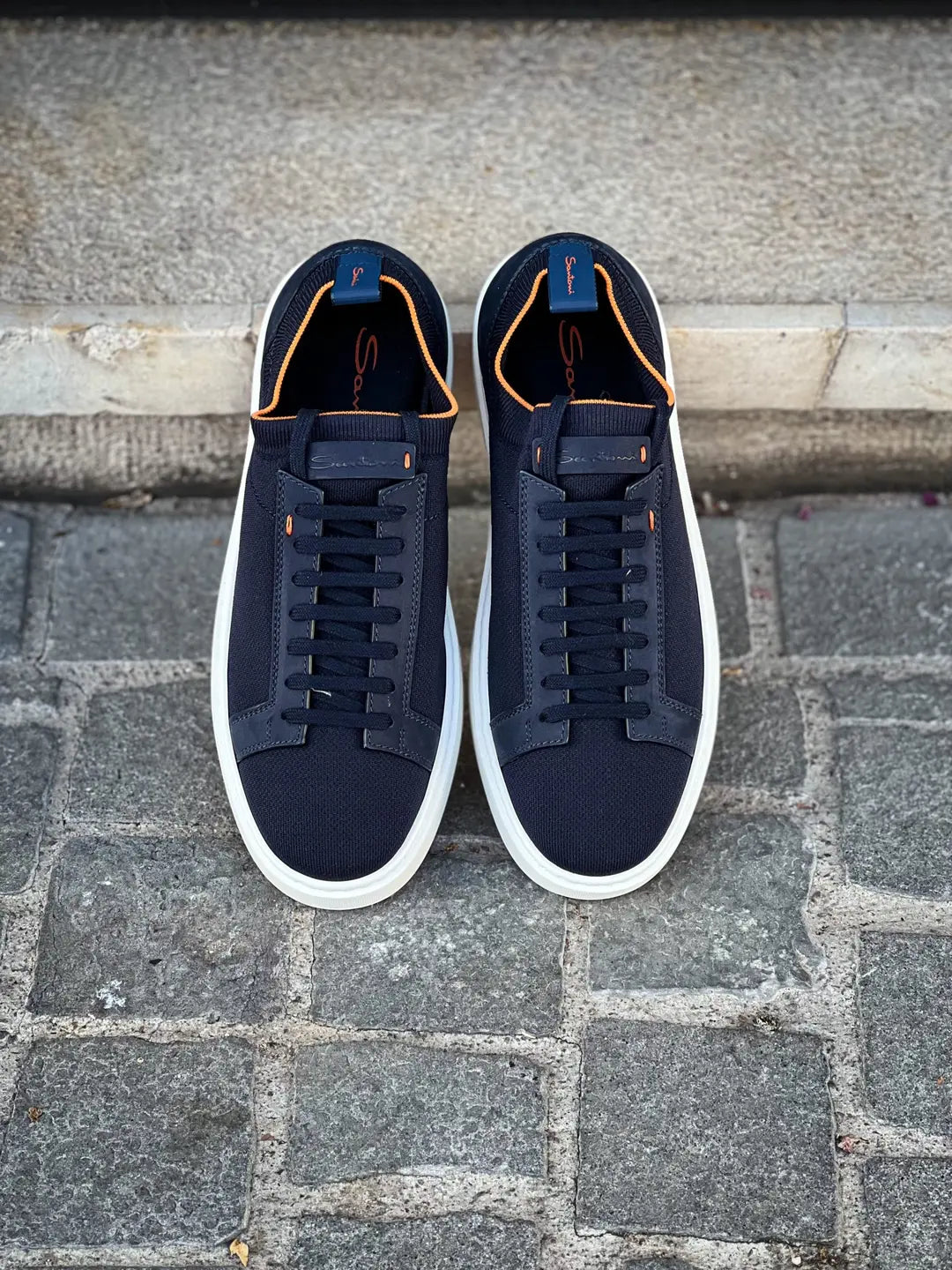 Santoni Easy Trainer Navy Suede, view 5