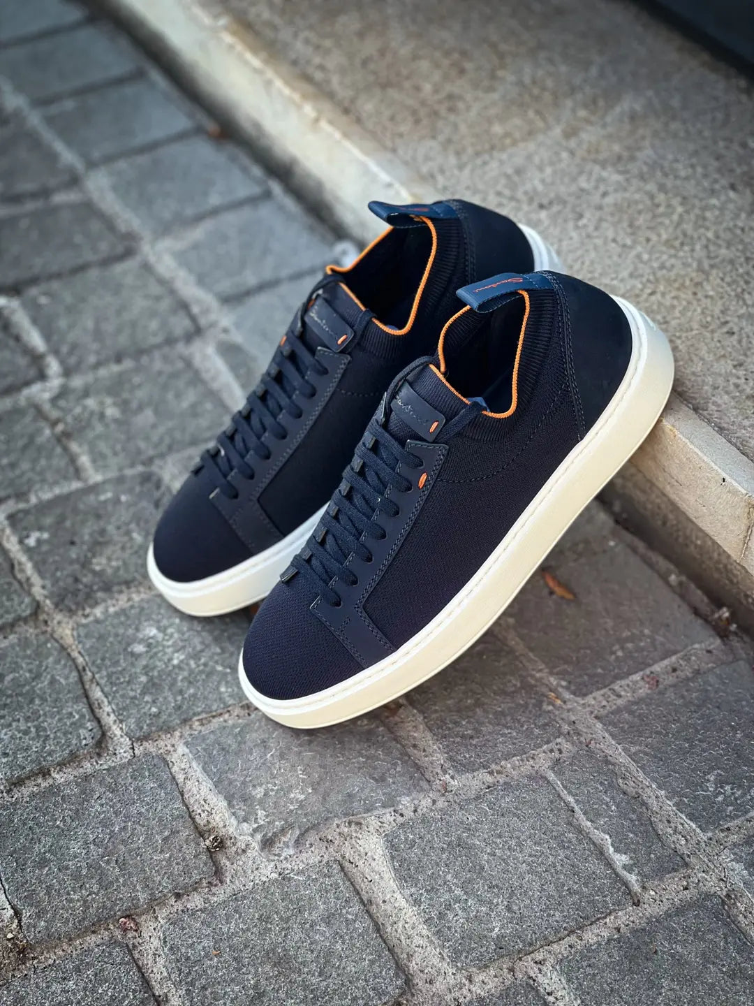 Santoni Easy Trainer Navy Suede, view 4