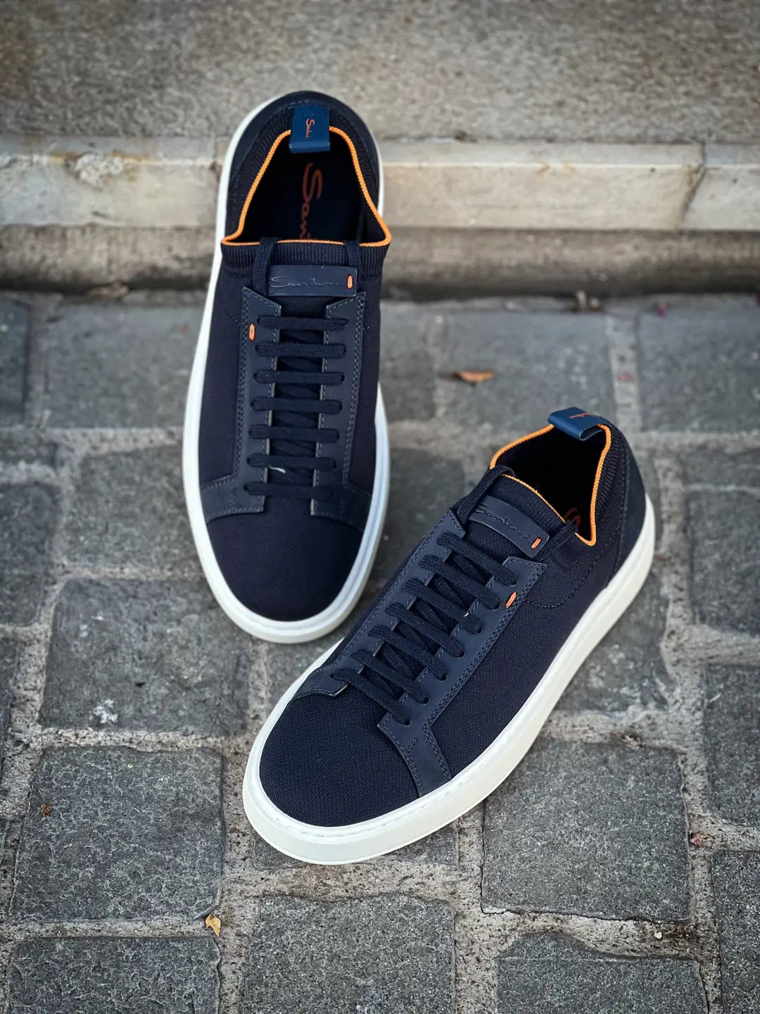 Santoni Easy Trainer Navy Suede, view 3