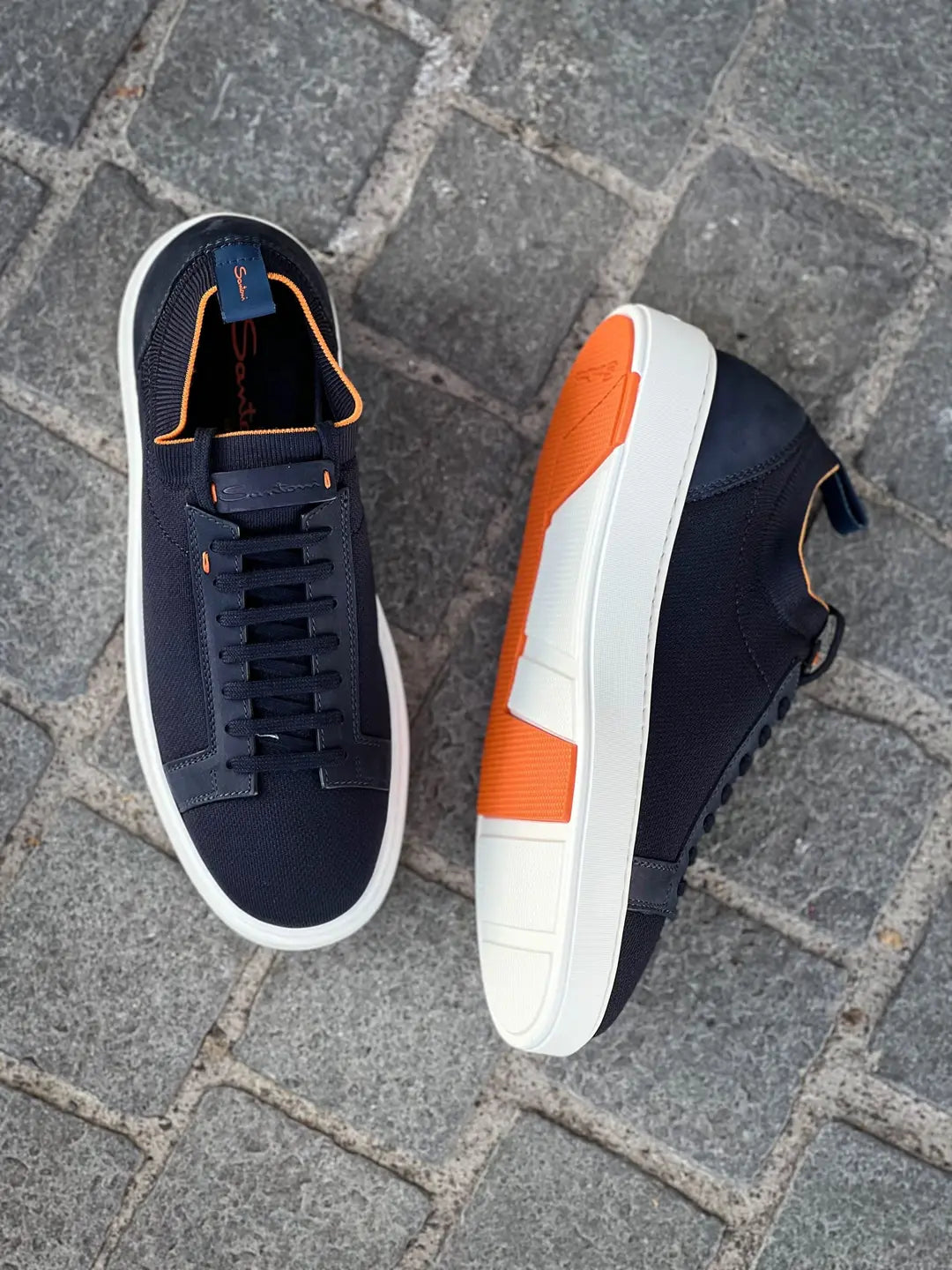 Santoni Easy Trainer Navy Suede, view 2