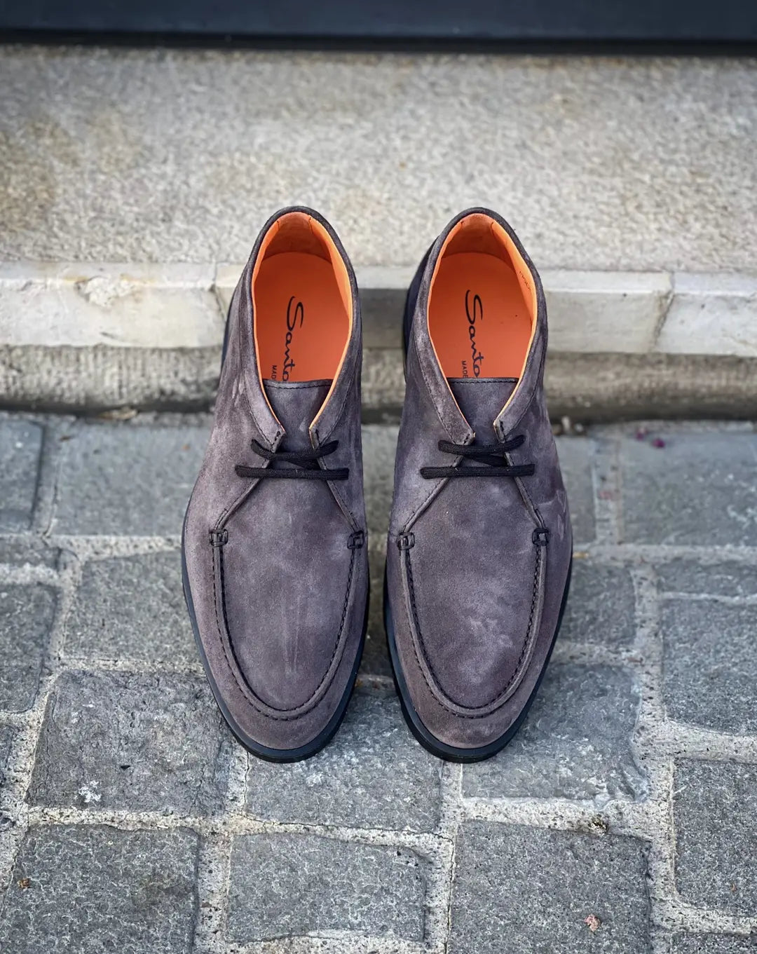 Santoni Slip On Boot Laces Grey Suede, view 5