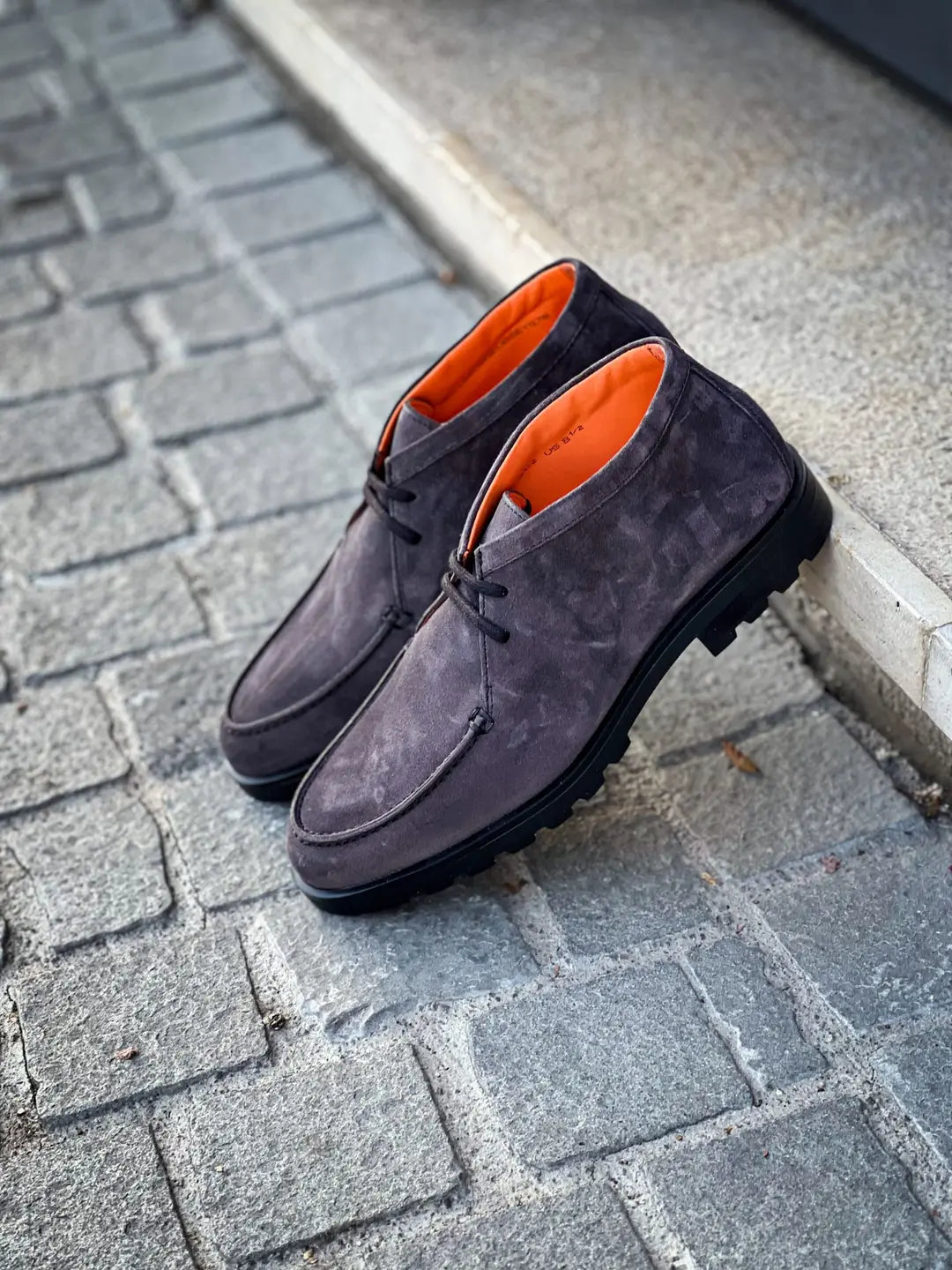 Santoni Slip On Boot Laces Grey Suede, view 4