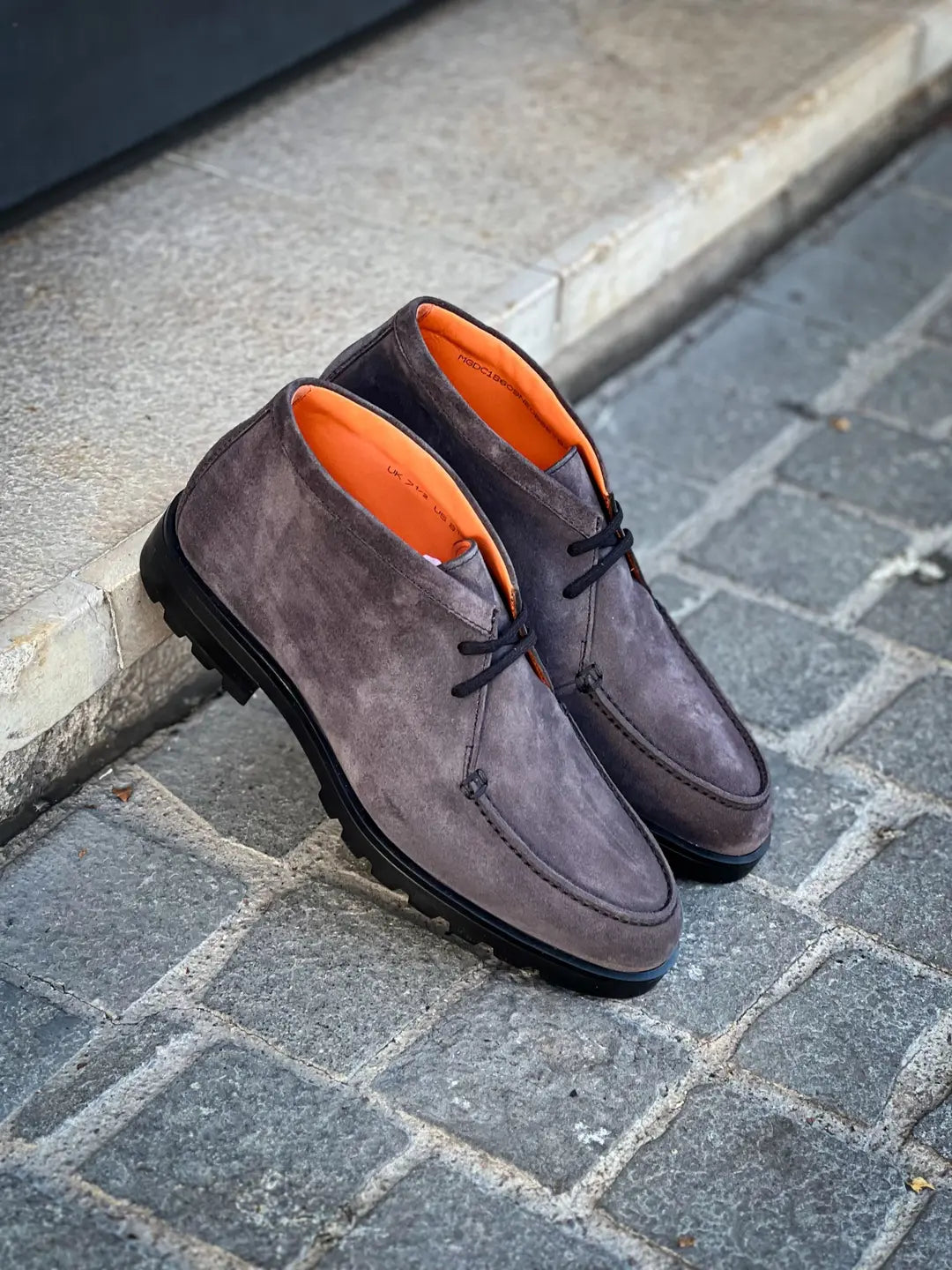 Santoni Slip On Boot Laces Grey Suede