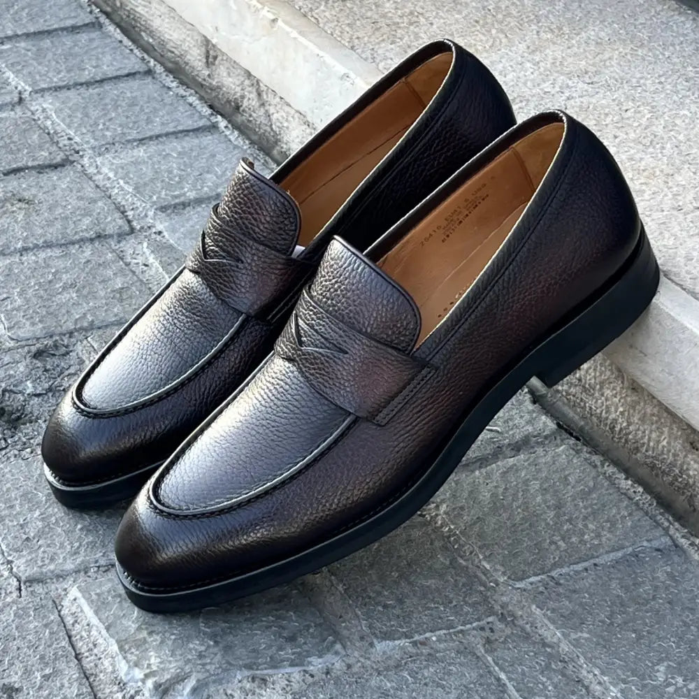Magnanni Penny Loafer Dark Brown Grain, view 3