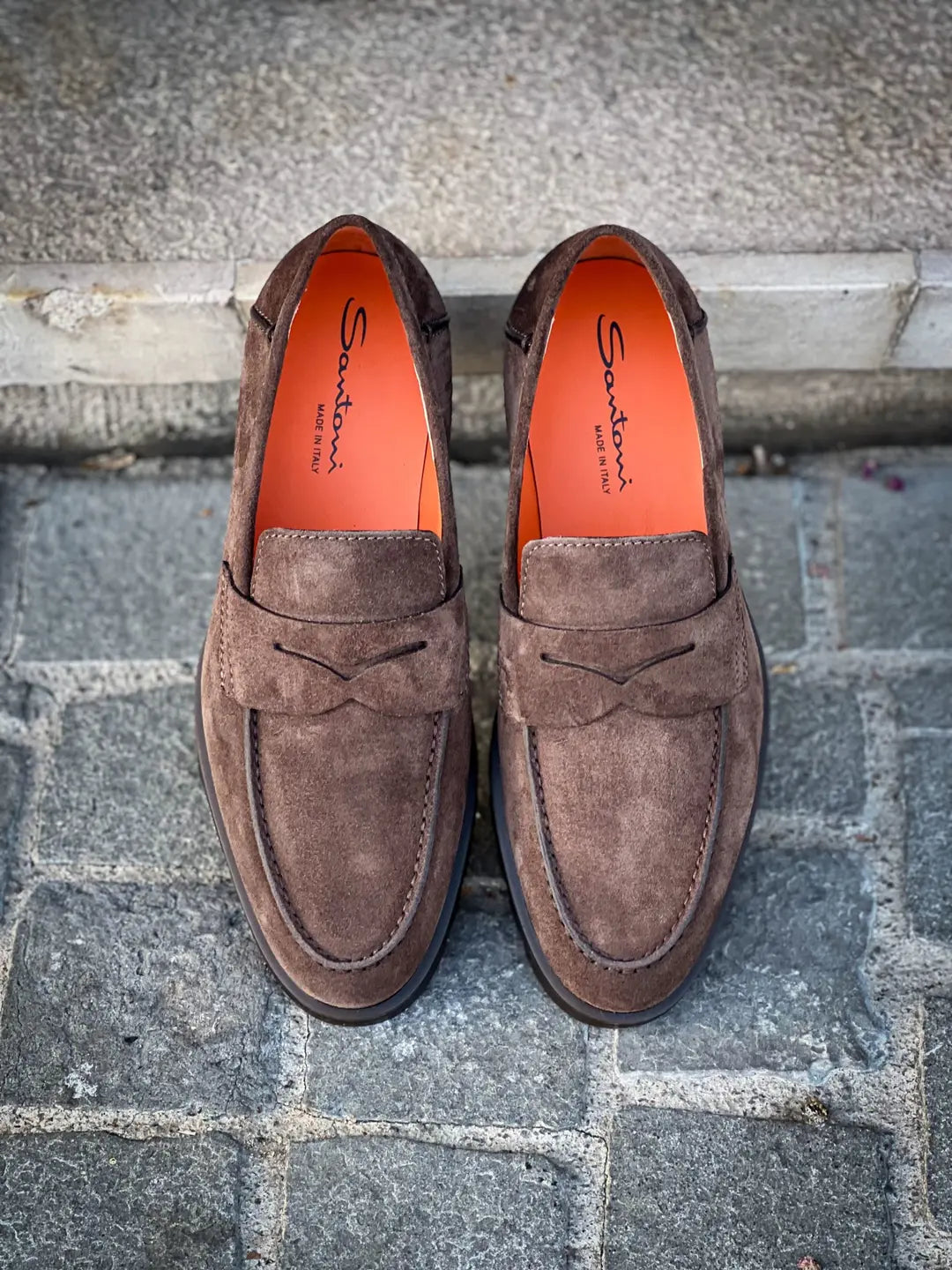 Santoni Dark Brown Suede Mocassin, view 5