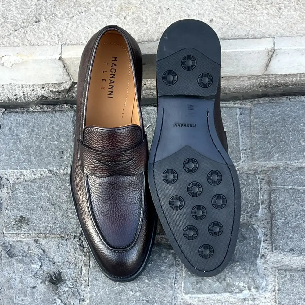 Magnanni Penny Loafer Dark Brown Grain, view 4