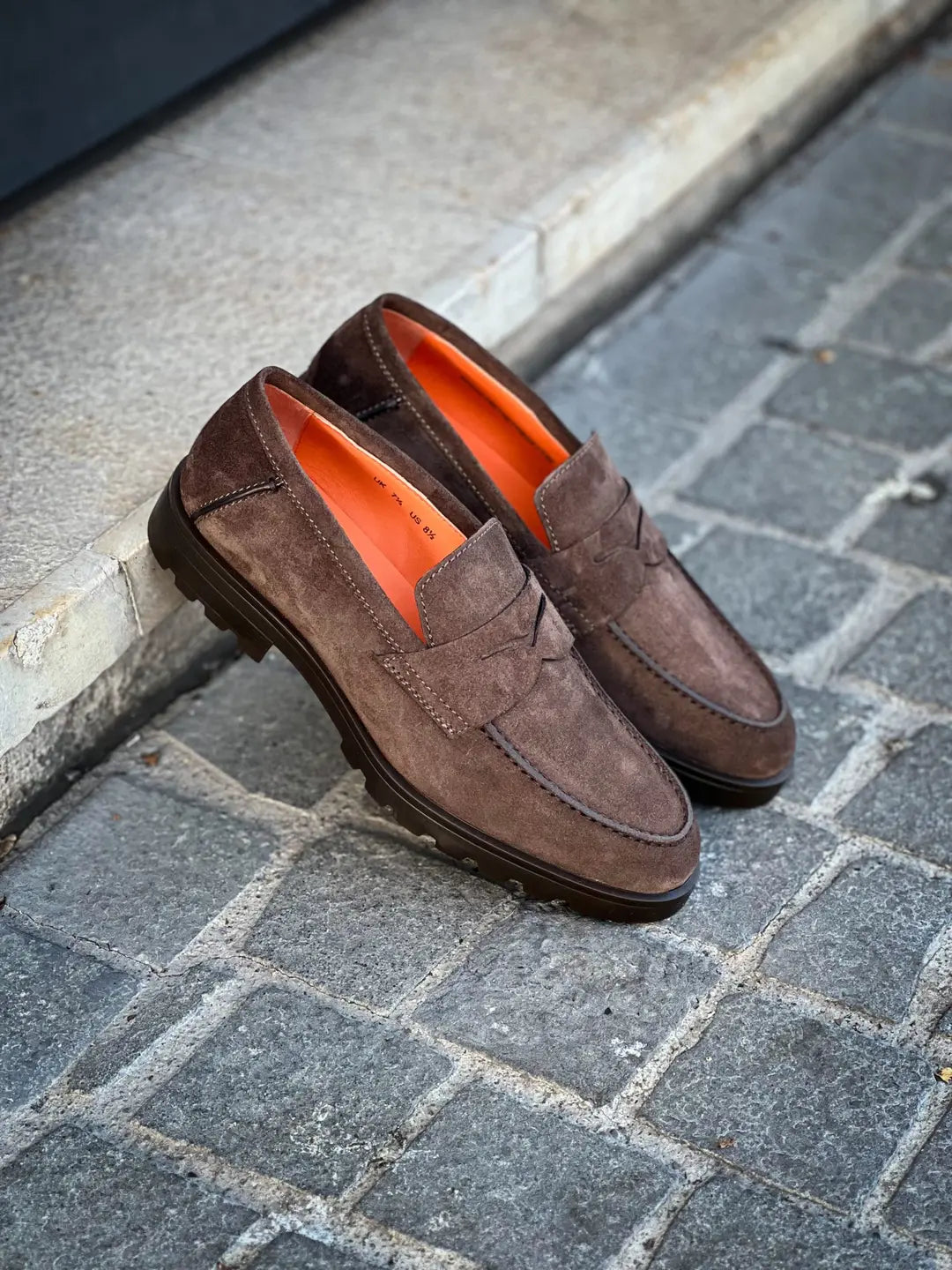 Santoni Dark Brown Suede Mocassin