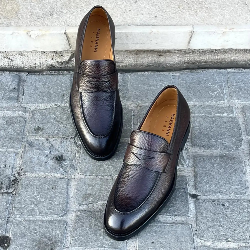 Magnanni Penny Loafer Dark Brown Grain, view 5