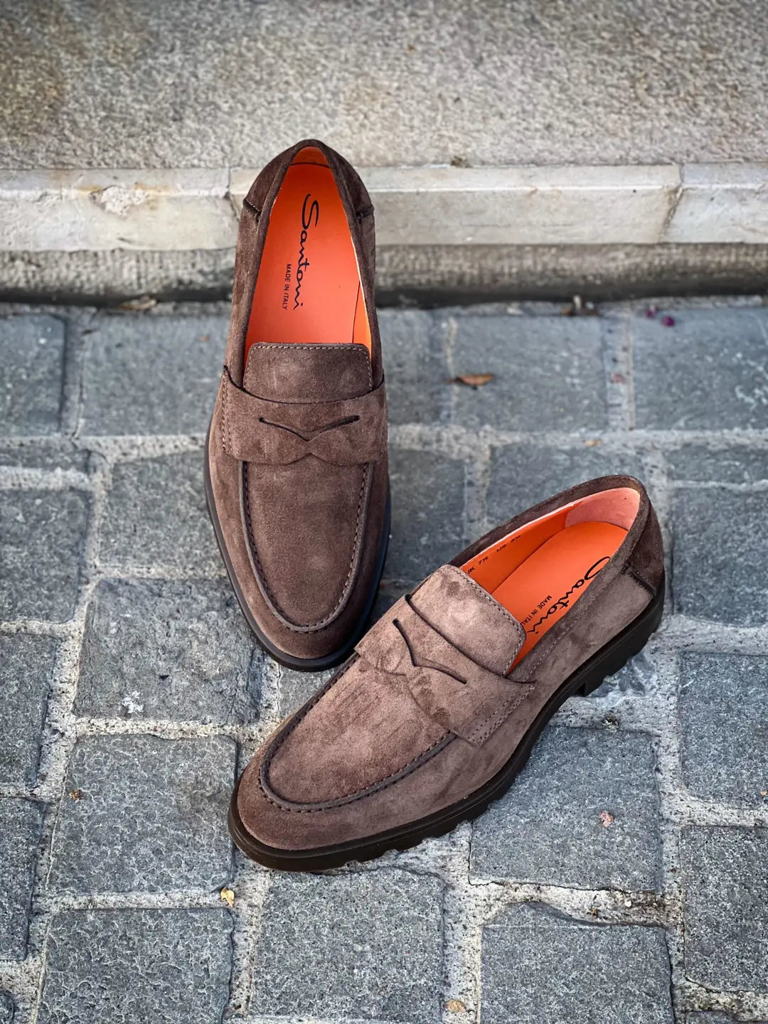 Santoni Dark Brown Suede Mocassin, view 3