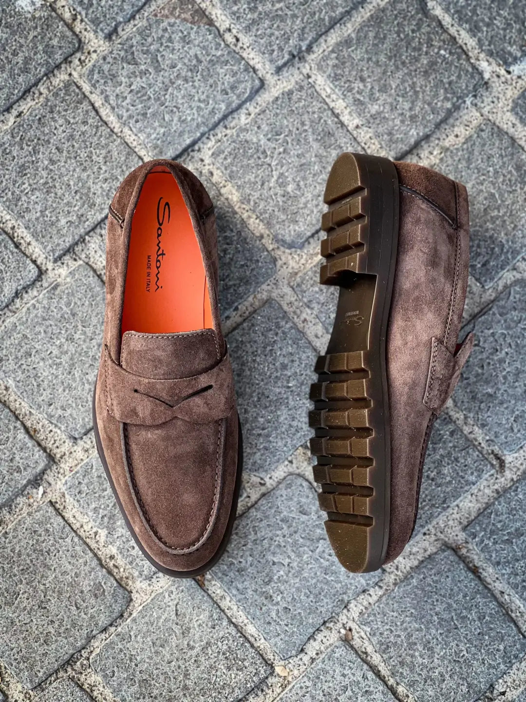 Santoni Dark Brown Suede Mocassin, view 2