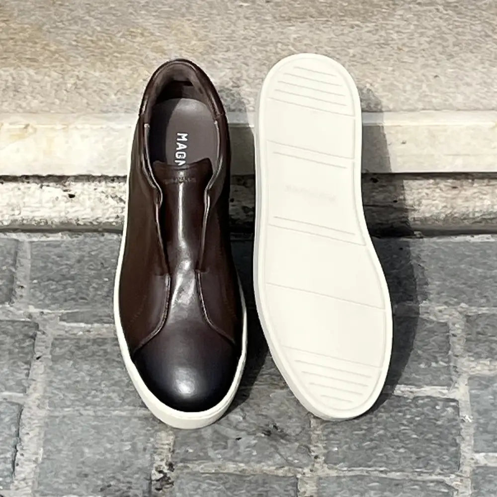 Magnanni Slip On Trainer Brown in calf leather, view 4
