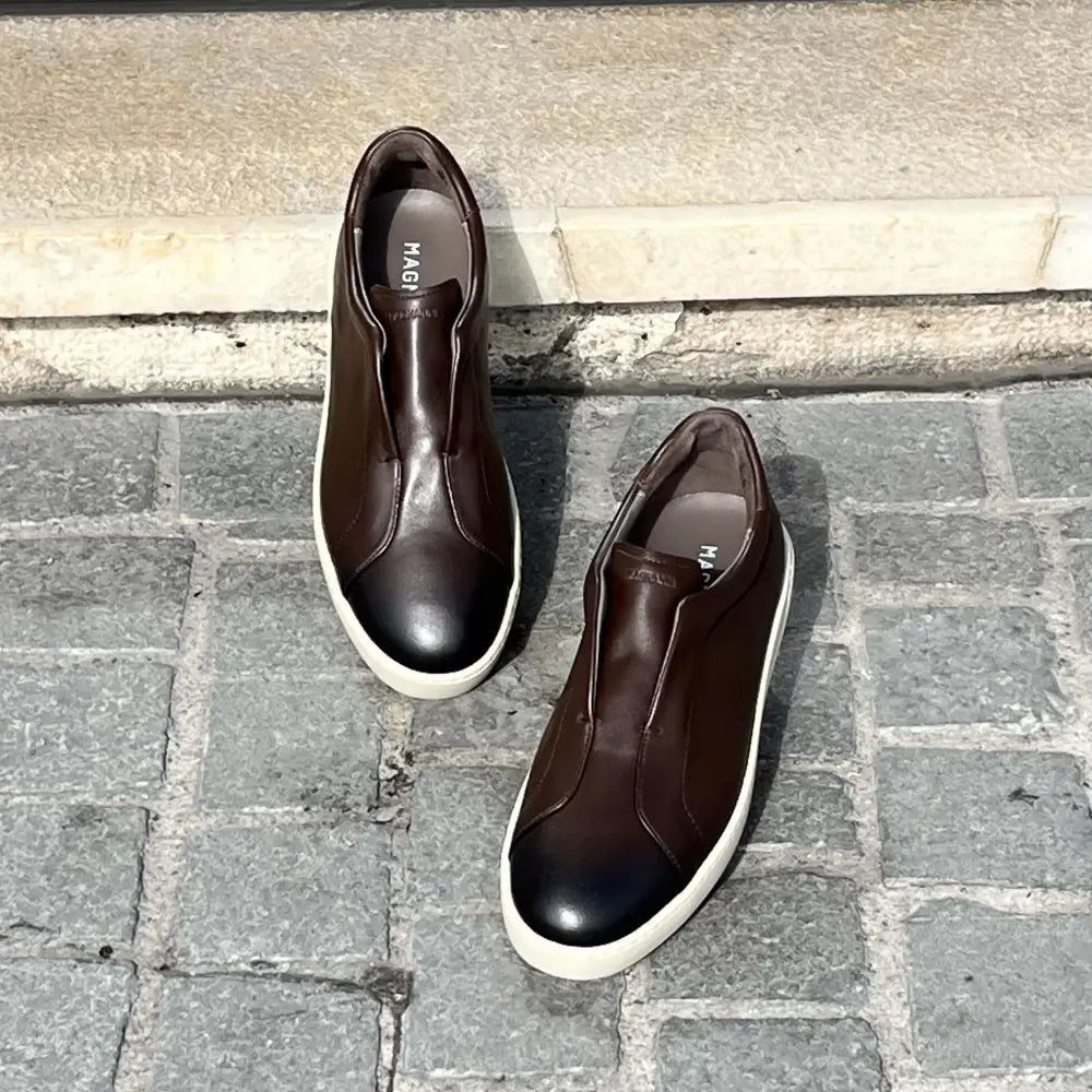 Magnanni Slip On Trainer Brown in calf leather, view 5