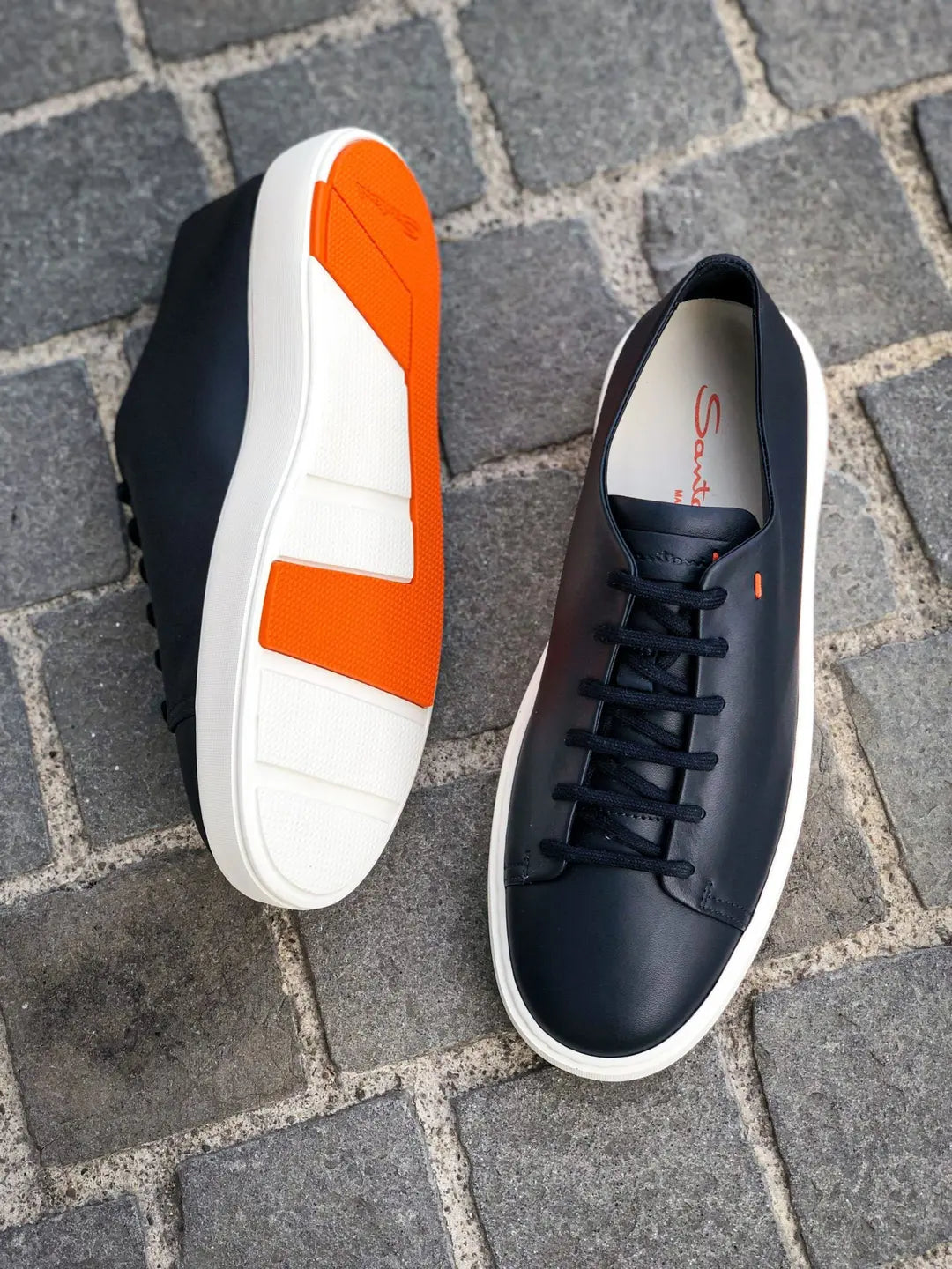 Santoni Navy Trainer in suede, view 4