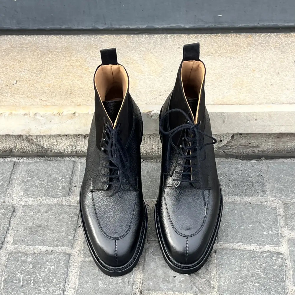 Crockett & Jones Kendal Black Lace Up Boot in Scotch grain leather, view 5