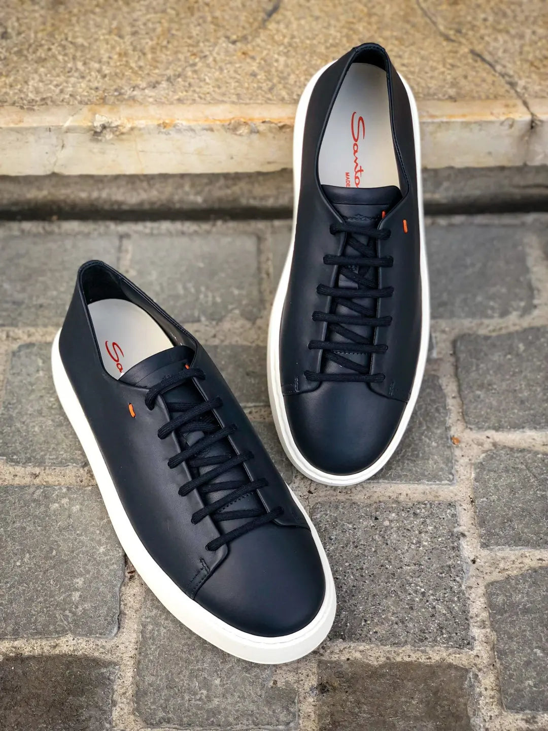 Santoni Navy Trainer in suede, view 2