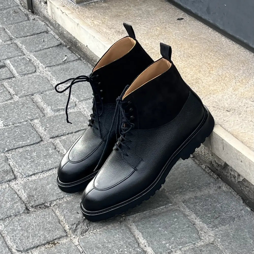 Crockett & Jones Kendal Black Lace Up Boot in Scotch grain leather, view 2