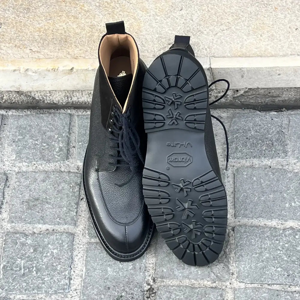 Crockett & Jones Kendal Black Lace Up Boot in Scotch grain leather, view 3