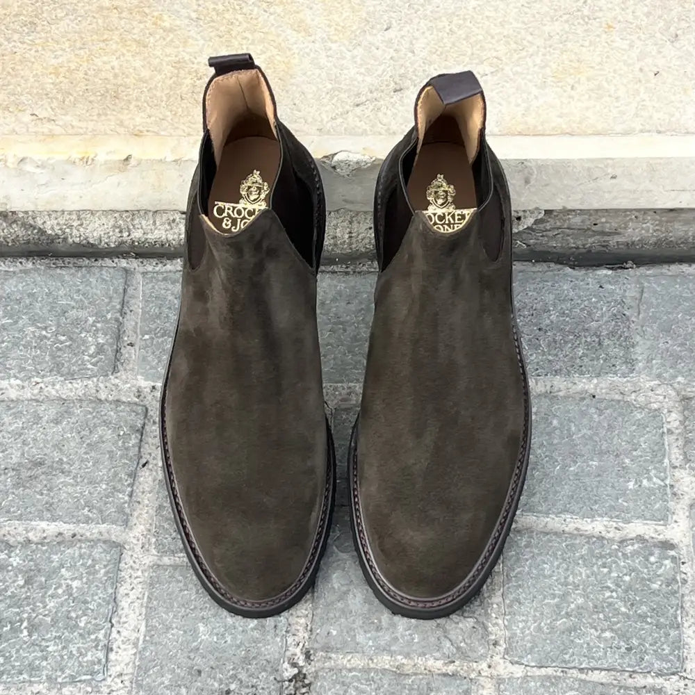 Crockett & Jones Chelsea 11 Boot Earth Green Suede, view 3