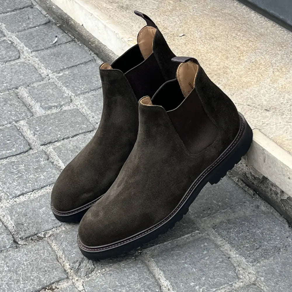 Crockett & Jones Chelsea 11 Boot Earth Green Suede, view 4