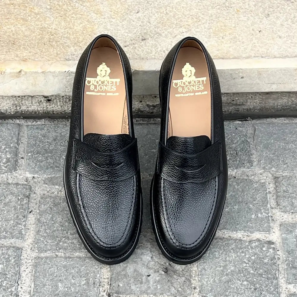 Crockett & Jones Boston Black Scotch Grain Penny Loafer, view 5