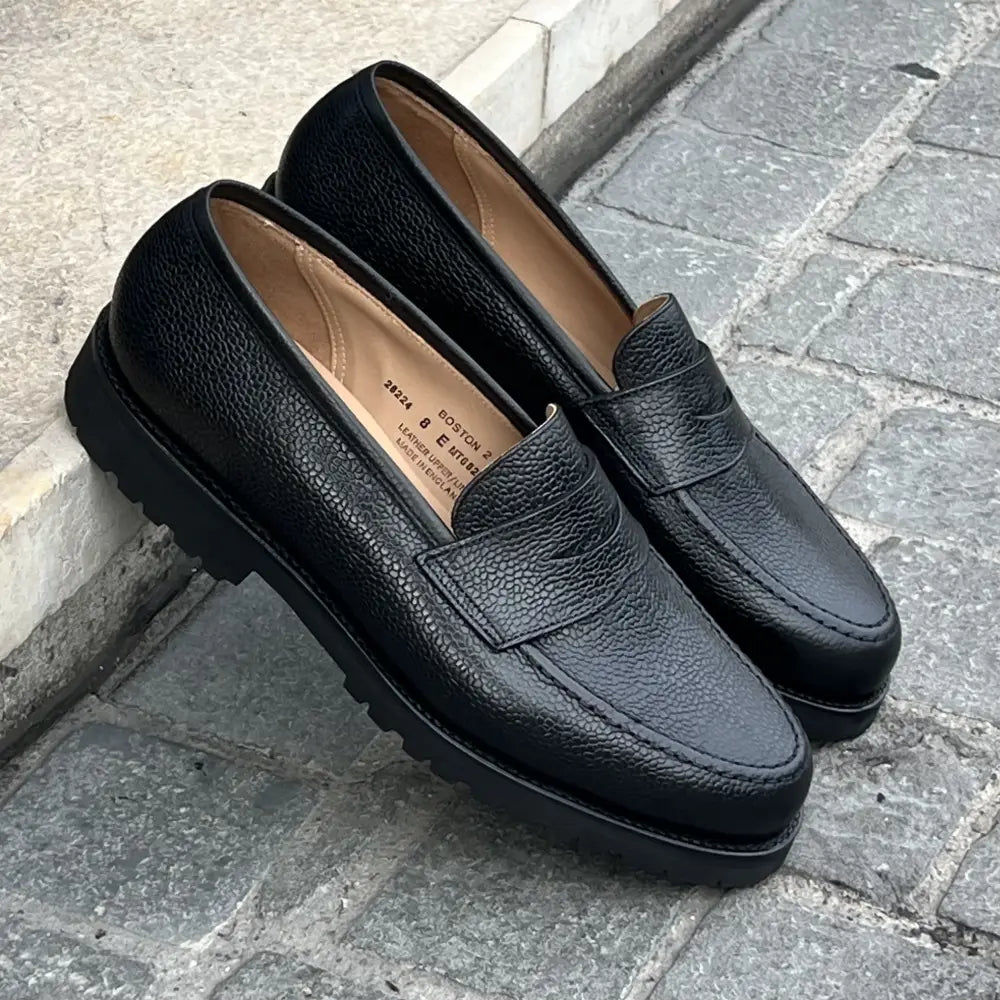 Crockett & Jones Boston Black Scotch Grain Penny Loafer