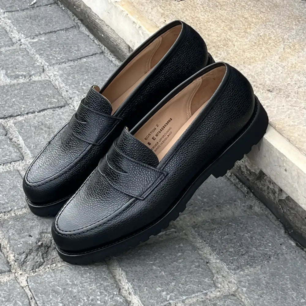 Crockett & Jones Boston Black Scotch Grain Penny Loafer, view 2