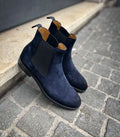 Magnanni Chelsea Boot Navy Suede Black Rubber Sole