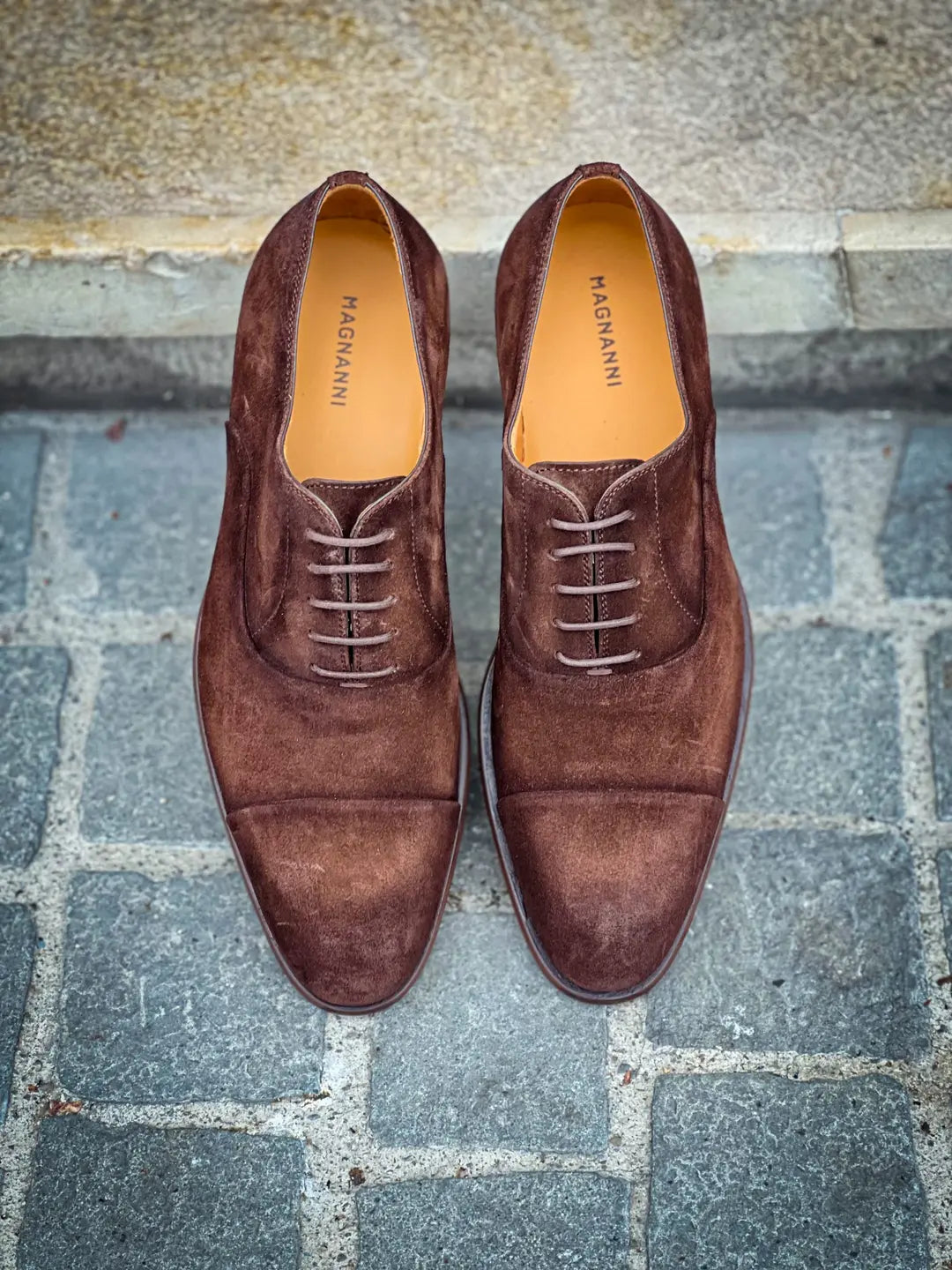 Magnanni Toe Cap Dark Brown Suede Cap Toe Oxford, view 5