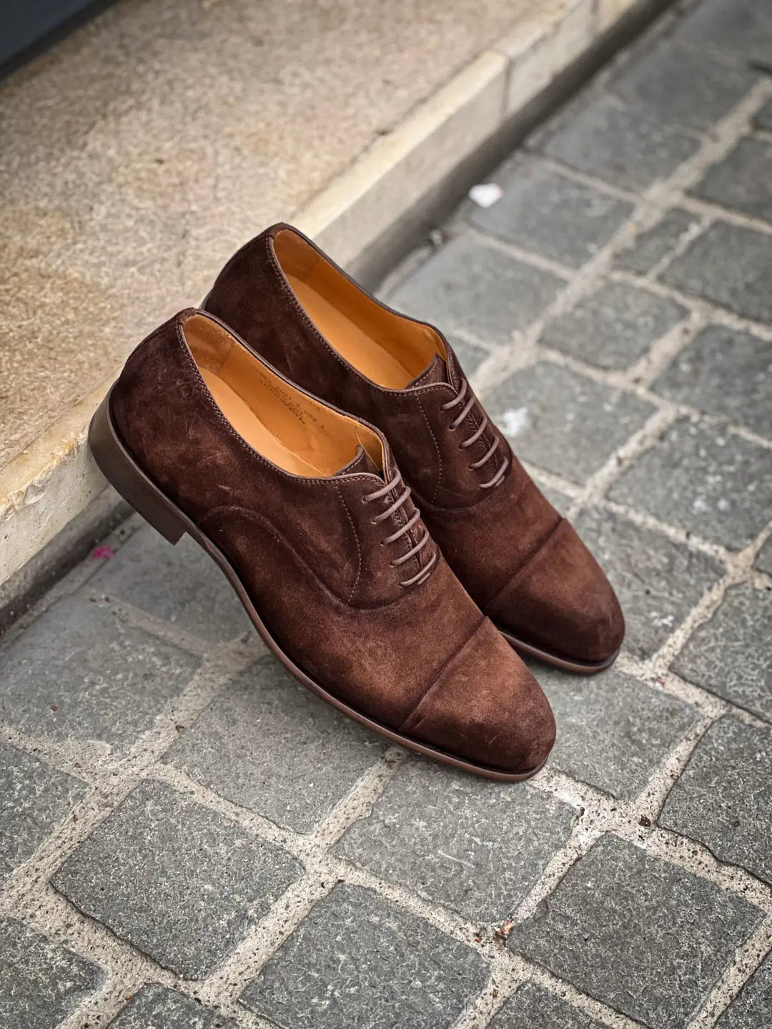 Magnanni Toe Cap Dark Brown Suede Cap Toe Oxford