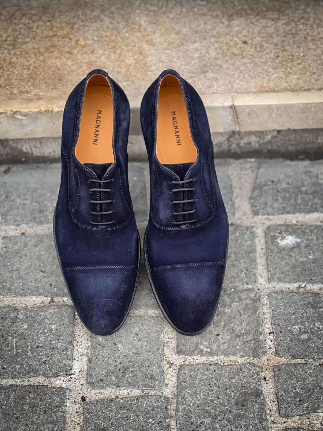 Magnanni Toe Cap Navy Suede Cap Toe Oxford, view 5